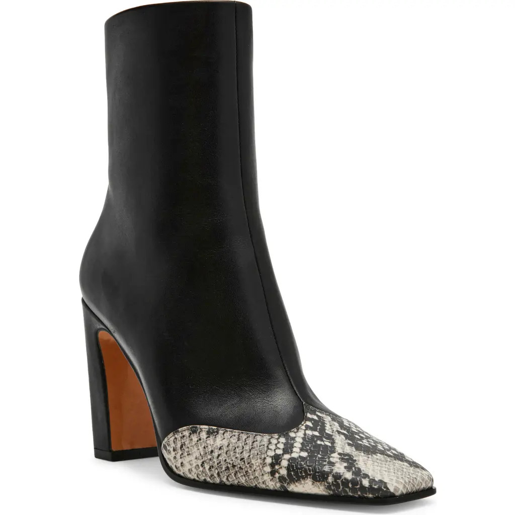 Steve Madden Lyle Cap Toe Bootie in Black Leather Snake at Nordstrom Rack, Size 6 | Nordstrom Rack