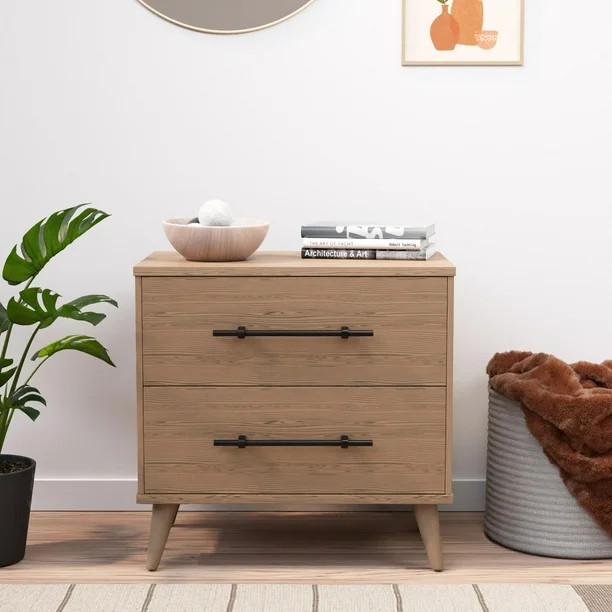 Rest Haven Laminate 2 Drawer Nightstand, Natural Colorways | Walmart (US)