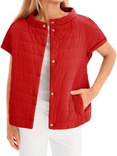 Tankaneo Womens Puffer Vest Button Up Short Sleeve Winter Jacket Casual Lightweight Quilted Jacke... | Amazon (US)