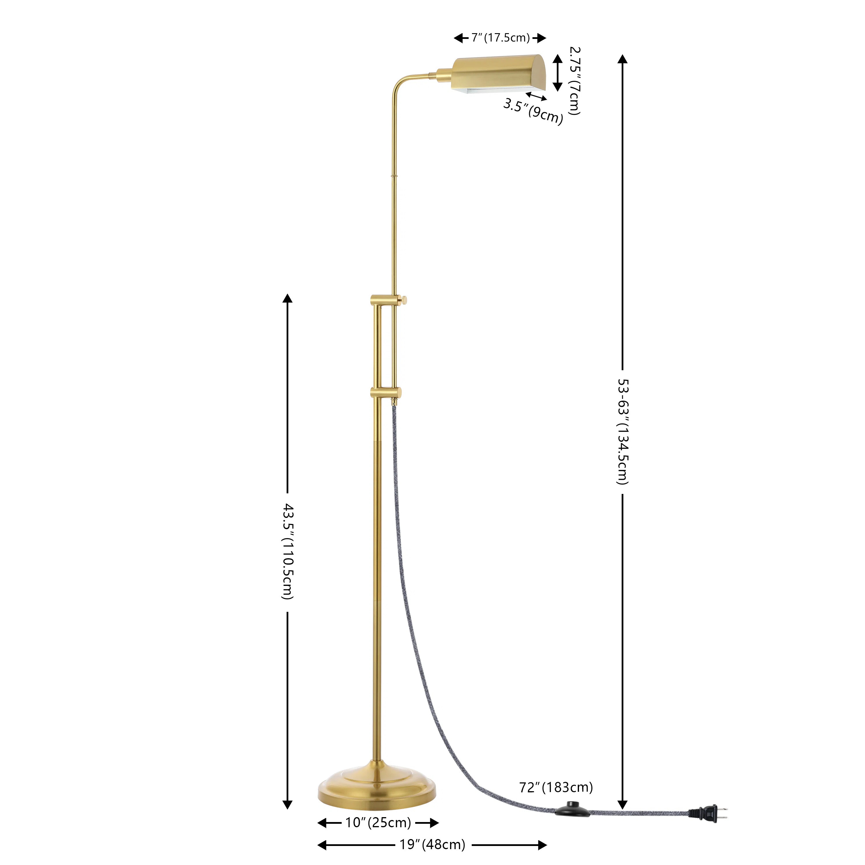 Nandni 63'' Brass Gold Task Floor Lamp | Wayfair North America