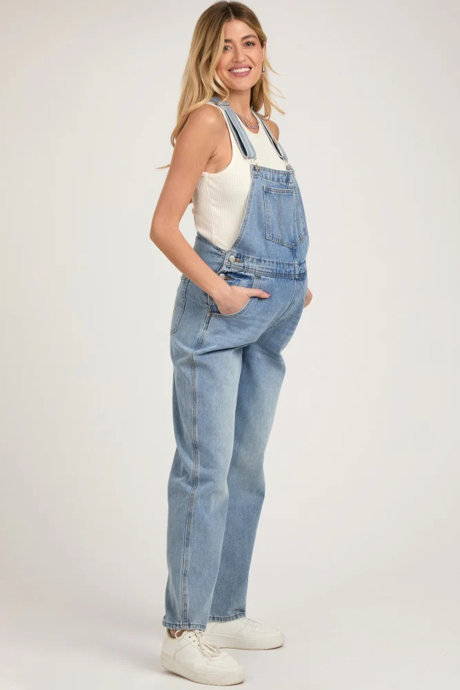 Blue Denim Front Pocket Maternity Overall | PinkBlush Maternity