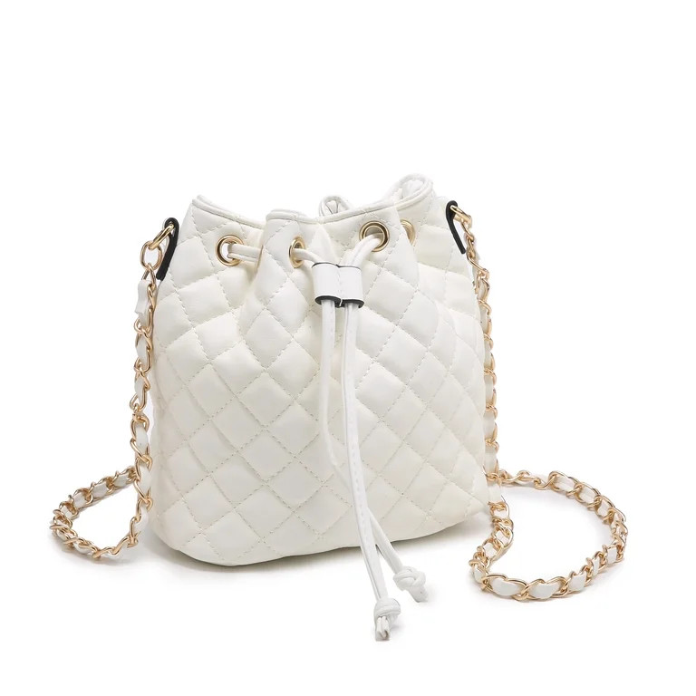 POPPY Women's Vegan Leather Quilted Crossbady Shoulder Purse Drawstring Bucket Bag Messenger Bag | Walmart (US)