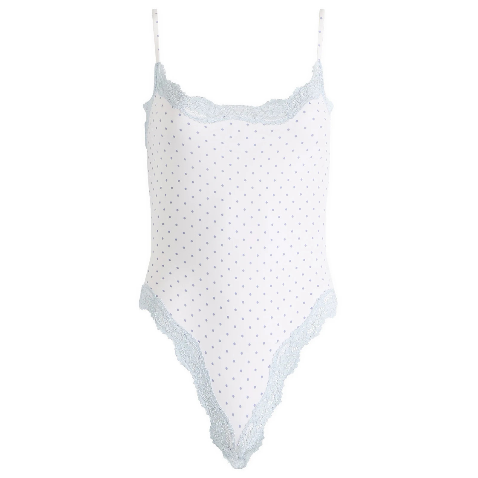 SKIMS Women's Fits Everybody Lace Cami Bodysuit in Slate Dot Print, Size Large | END. Clothing