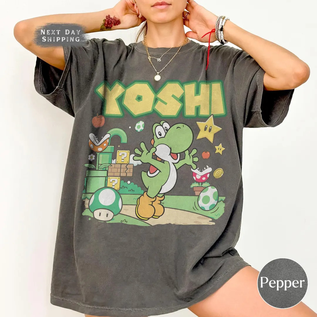 Vintage Yoshi Super Mario Shirt, Cute Dinosaur Nintendo Shirt, Nintendo World Family Group Shirt,... | Etsy (Global)
