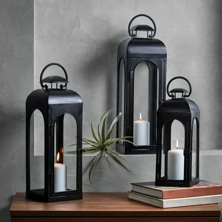 Better Homes & Gardens Black Metal Lantern Candle Holder, 18", Medium | Walmart (US)