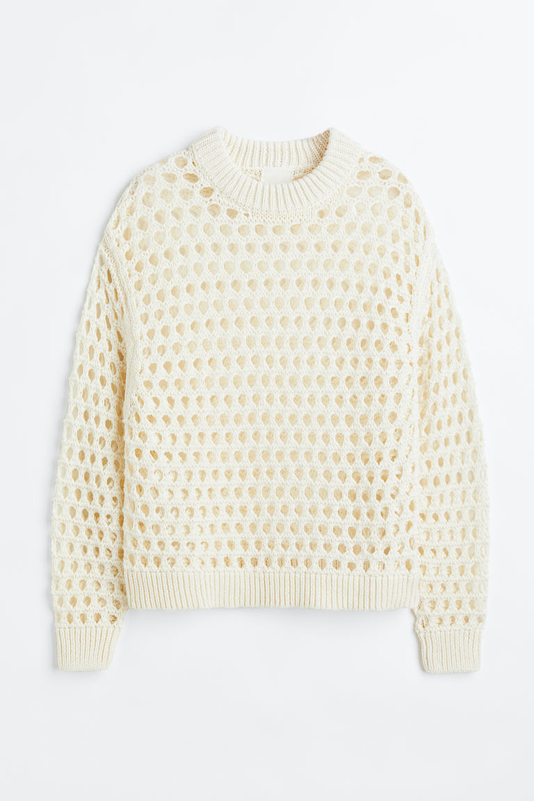 H & M - Oversized Pointelle-knit Sweater - White | H&M (US + CA)