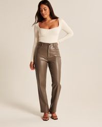 Curve Love Vegan Leather 90s Straight Pants | Abercrombie & Fitch (US)