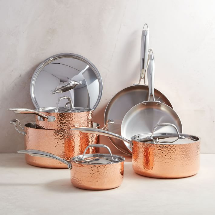 Fleischer and Wolf Seville Copper 10-Piece Cookware Set | West Elm (US)