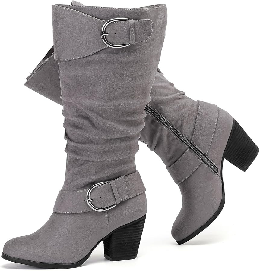 Luoika Women's Extra Wide Calf Slouchy Knee High Boots, Wide Width Knee-High Boots Low Stacked He... | Amazon (US)