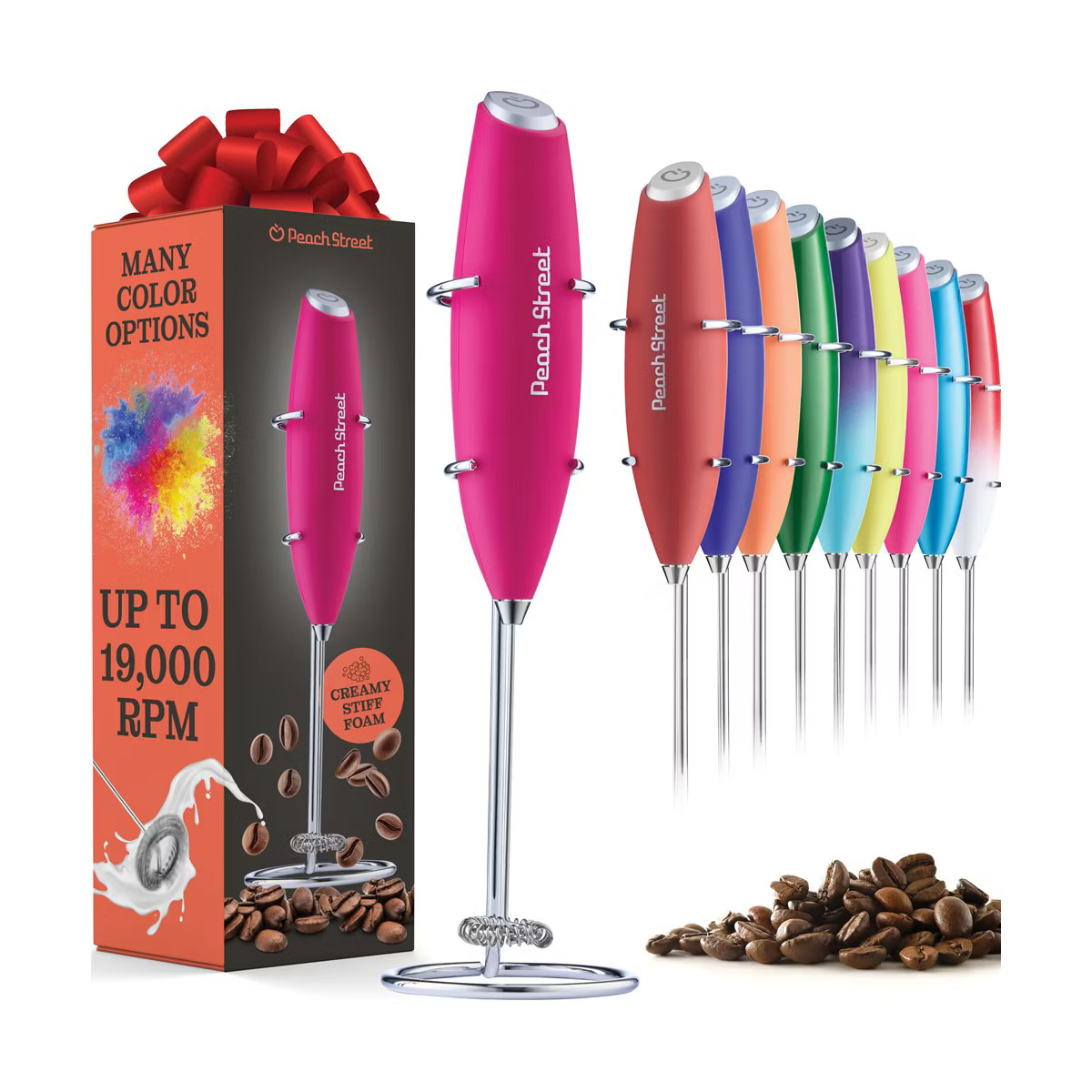 Peach Street Powerful Handheld Milk Frother, Mini Frother Wand, Battery Operated Stainless Steel ... | Target