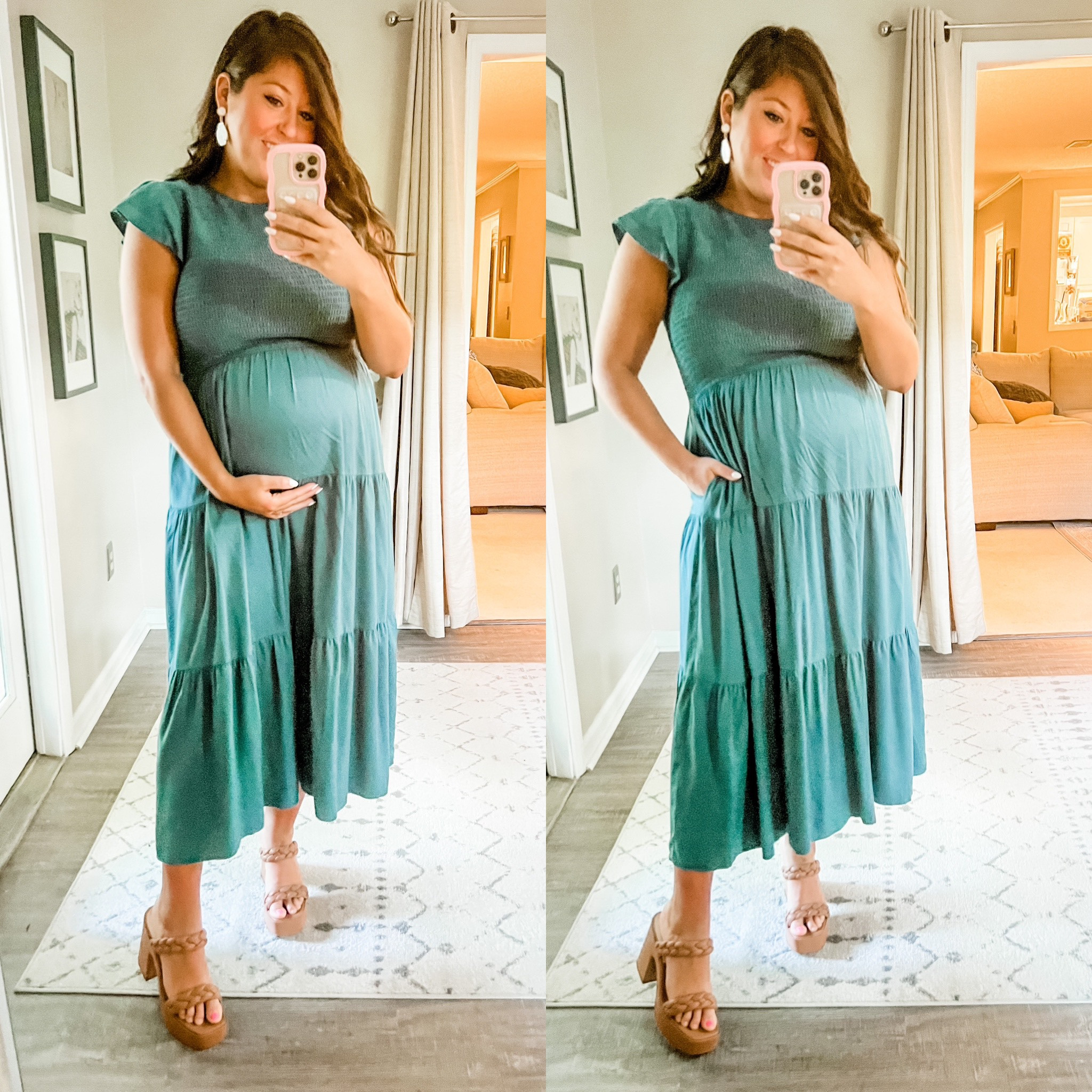 Bump friendly dress, spring midi dress, teacher dress, casual work dress, shower dress 

Wearing a large 

#LTKstyletip #LTKunder50 #LTKbump