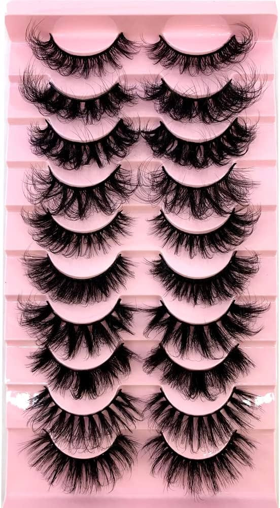 HBZGTLAD Soft Mink Eyelashes 3D Curl Winged End Eye Elongated Fake Lashes Thick Handmade Natural ... | Amazon (US)