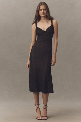 Bardot Alegra Sleeveless V-Neck Stretch Lace Midi Dress | Anthropologie (US)