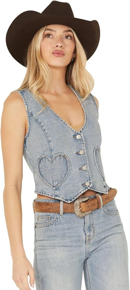 Women's Heart Pocket Denim Vest - 55643 Medium US | Amazon (US)