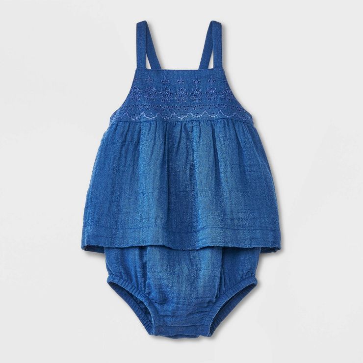 Baby Girls' Chambray Tank Jumpsuit - Cat & Jack™ Blue | Target