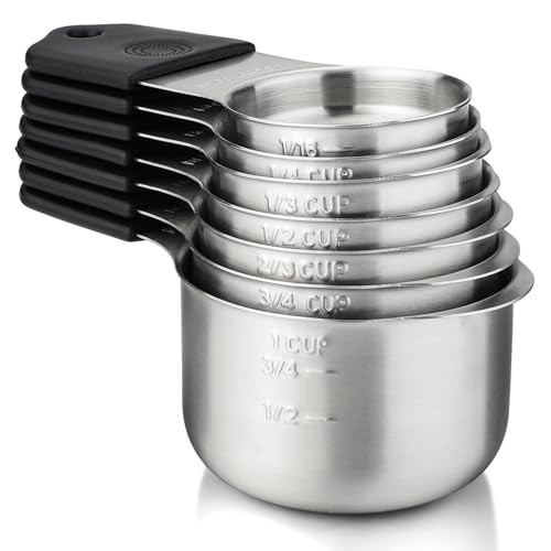 Magnetic Measuring Cups Set of 7 Stainless Steel Measuring Cups Kitchen Measuring Tools for Dry and Liquid Ingredients | Amazon (US)