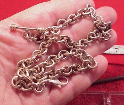 RETRO 16 7/8 INCH STERLING SILVER POCKET WATCH CHAIN NECKLACE 7MM LINKS 48 GRAMS | eBay US