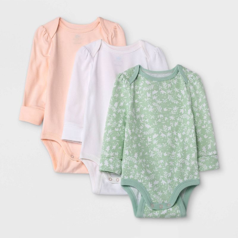 Baby Girls' 3pk Go & Grow Long Sleeve Bodysuit - Cloud Island™ Pink | Target