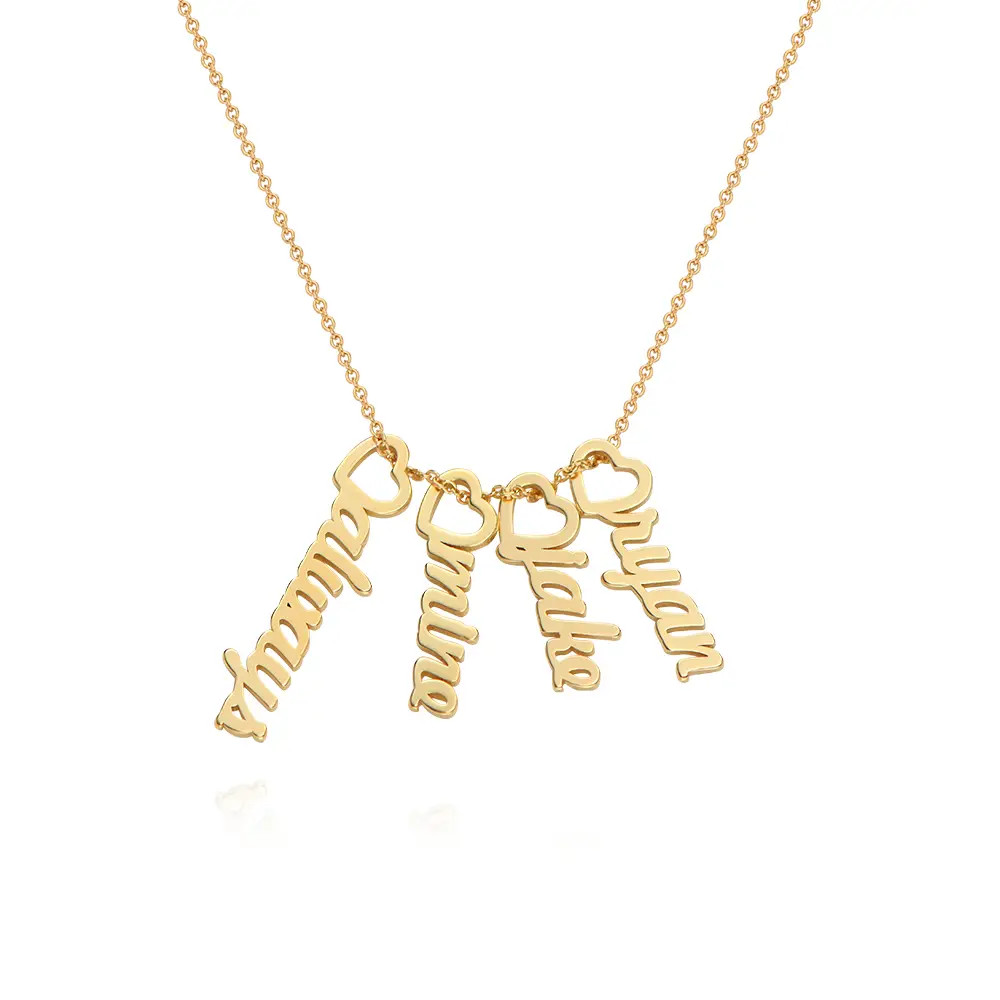 Heart Drop Vertical Name Pendant Necklace in Gold Vermeil | Theo Grace