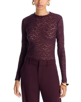 Puckered Lace Long Sleeve Top - Exclusive | Bloomingdale's (US)