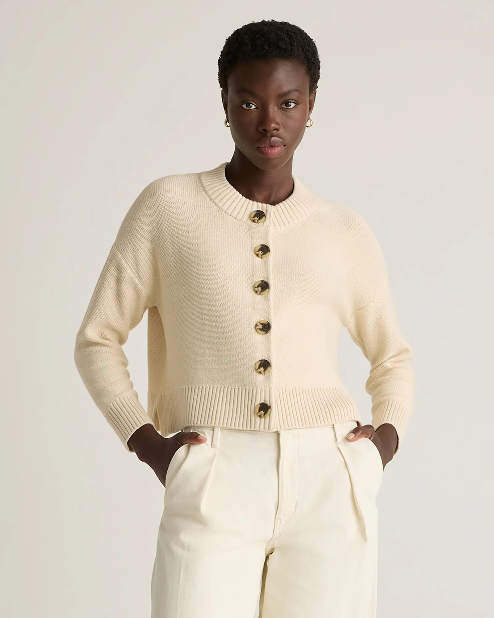 100% Organic Cotton Cropped Cardigan | Quince