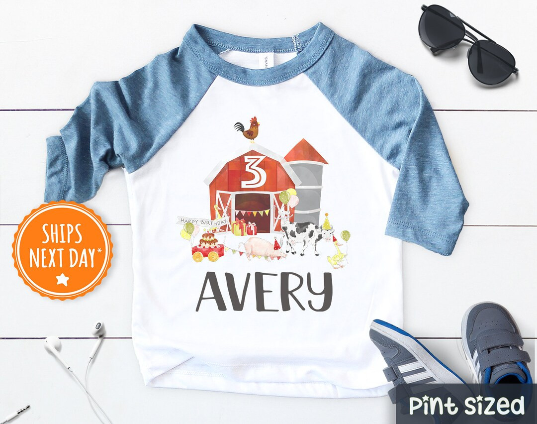 Third Birthday Farm Shirt- Three Barn Animals Birthday Boy- Personalized 3rd Farm Birthday Boy sh... | Etsy (US)