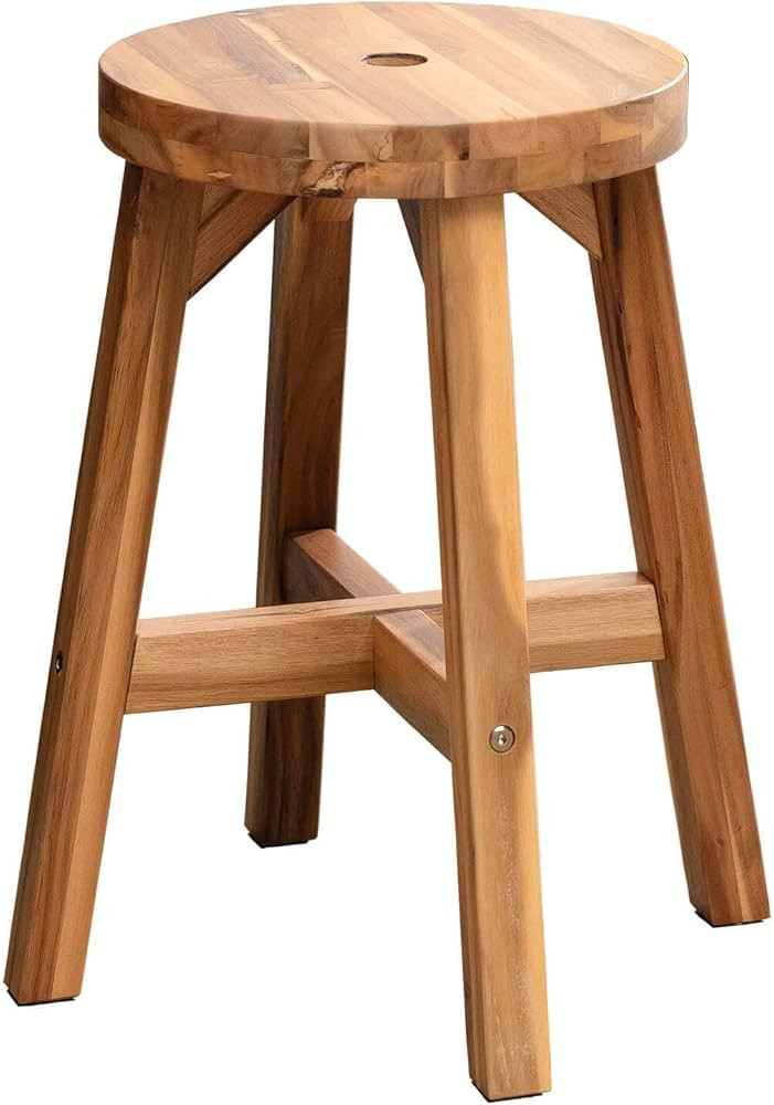 Lestar Solid Acacia Wood Stool Bedside End Tables Sub-Stool Wooden Step Stool (Round Top Stool) | Amazon (US)