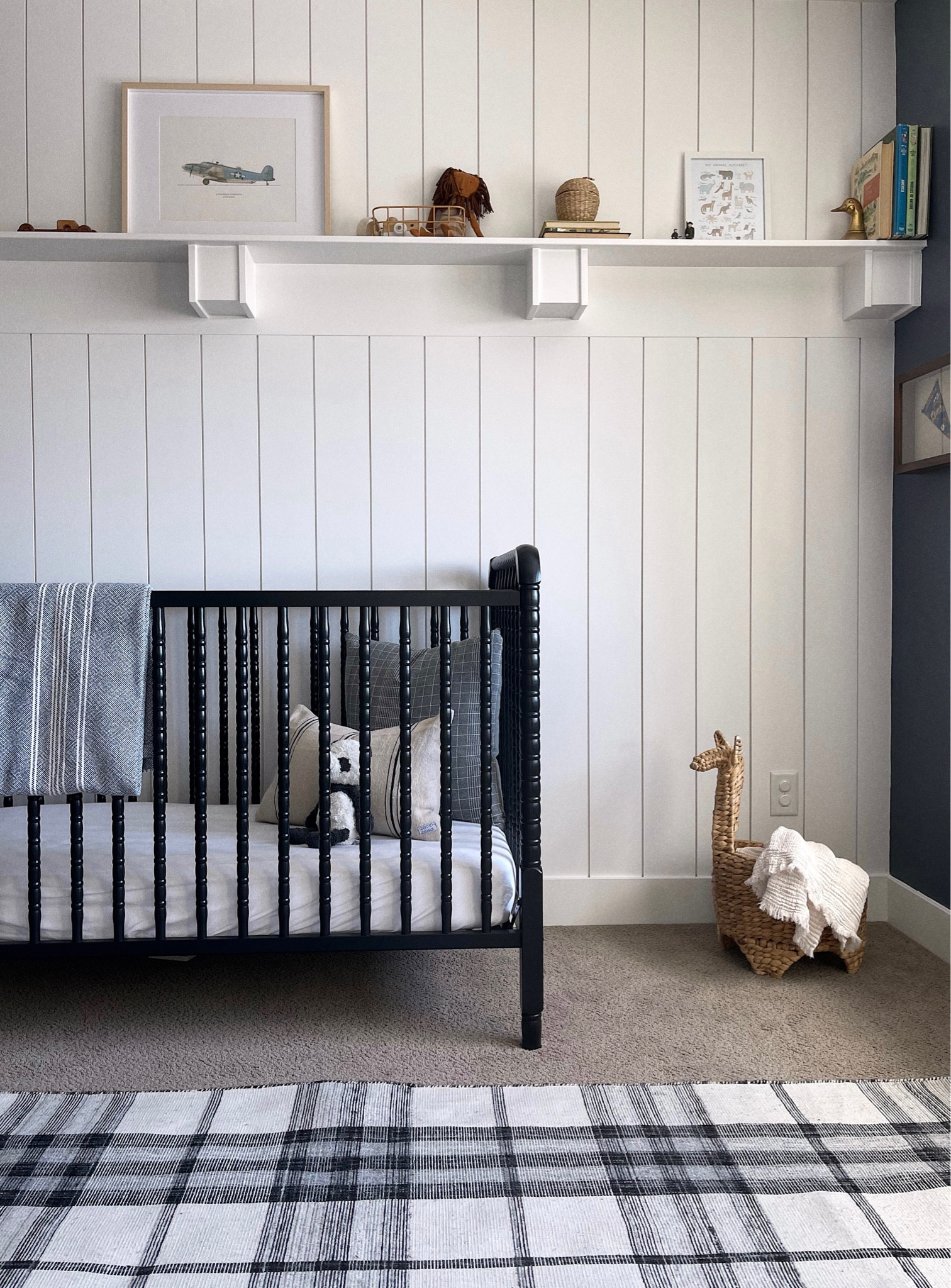 Boy nursery reveal with shiplap & plaid rug🤍 

#LTKhome