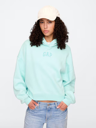 Relaxed Gap Mini-Logo Cropped Hoodie | Gap Factory