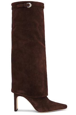 Staud Wally Foldover High Heel Boot in Mahogany | FWRD | FWRD 