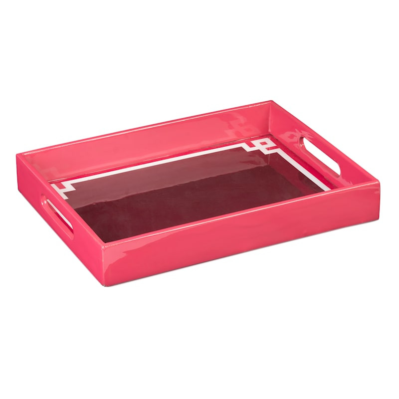 Red and Pink Lacquer Tray, 15x11 | At Home