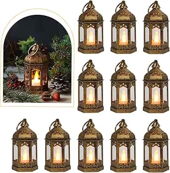 LLQ 12Pcs Mini Lantern with LED Tea Light, Garden Fairy Party Decorations, Battery Included, Vint... | Amazon (US)