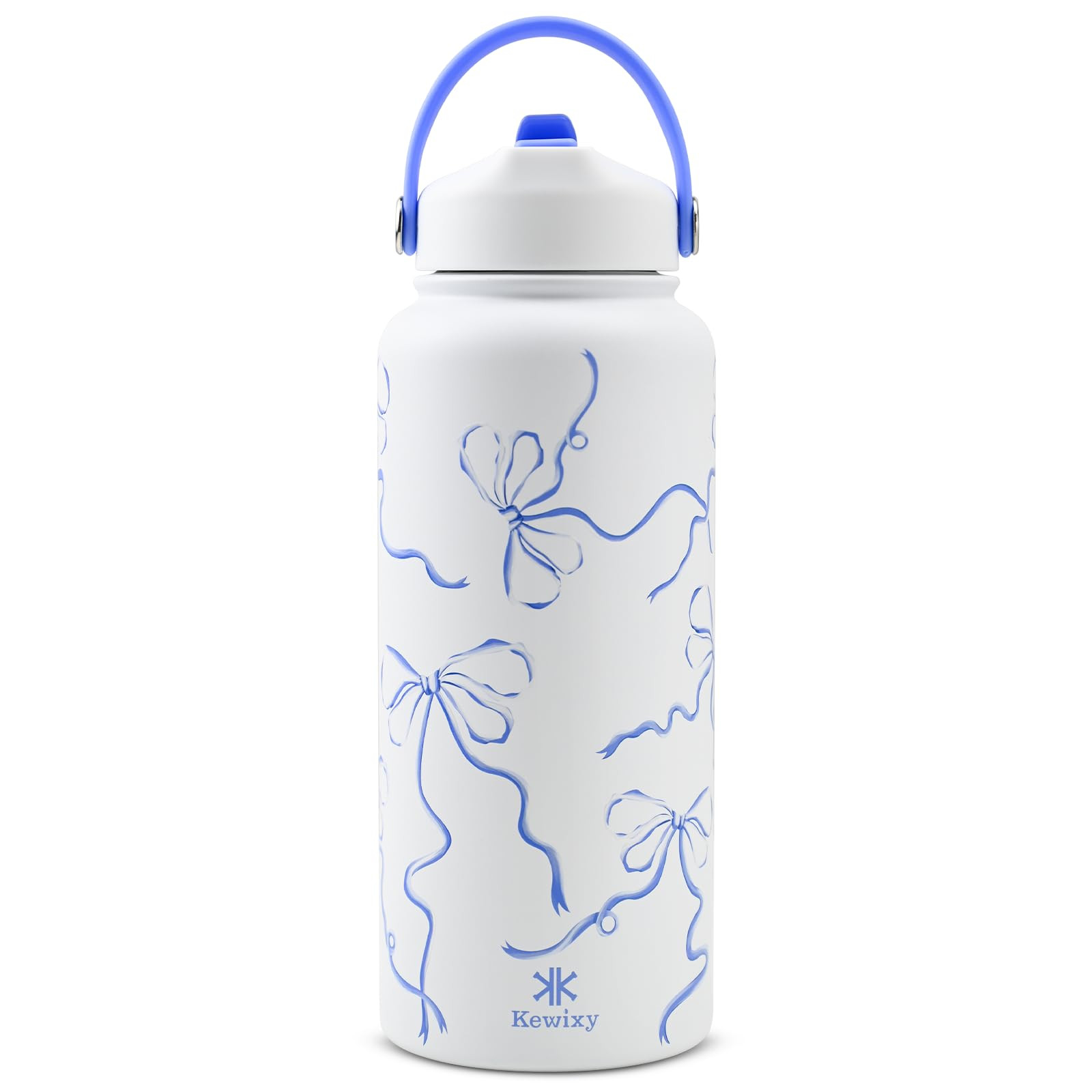 32 oz Insulated Water Bottle with Straw, Bow Water Bottle Stainless Steel with Flip Straw and Han... | Amazon (US)