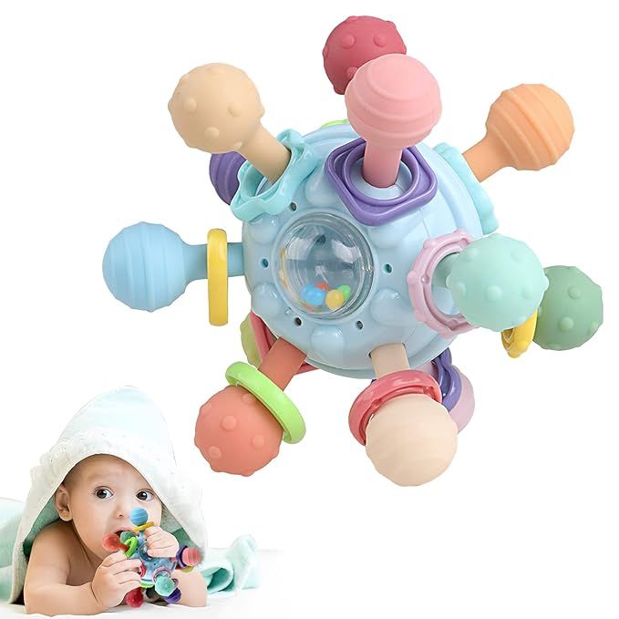 Baby Teething Toys - Infant Sensory Chew Rattles Toys - Newborn Montessori Learning Developmental... | Amazon (US)