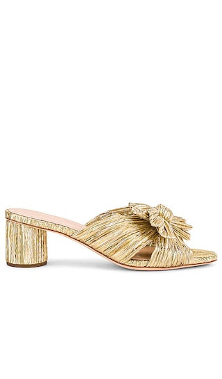 Loeffler Randall Emilia Pleated Knot Mule in Metallic Gold. Size 9.5. Also in 5, 5.5, 6, 6.5, 7, 7.5, 8, 8.5, 9. | Revolve Clothing (Global)