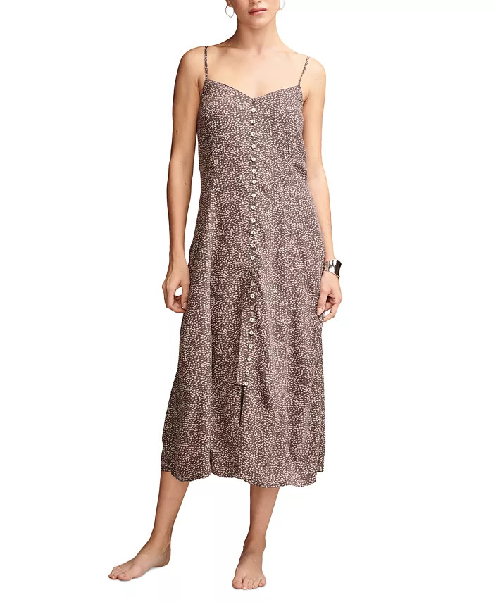 Women's Printed Button-Front Midi Slip Dress | Macy's