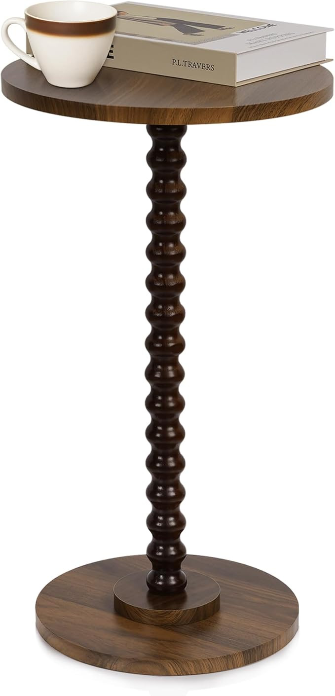 Round Side Table, Small End Table for Small Space, Modern Accent Table with Solid Wood Leg, Easy ... | Amazon (US)