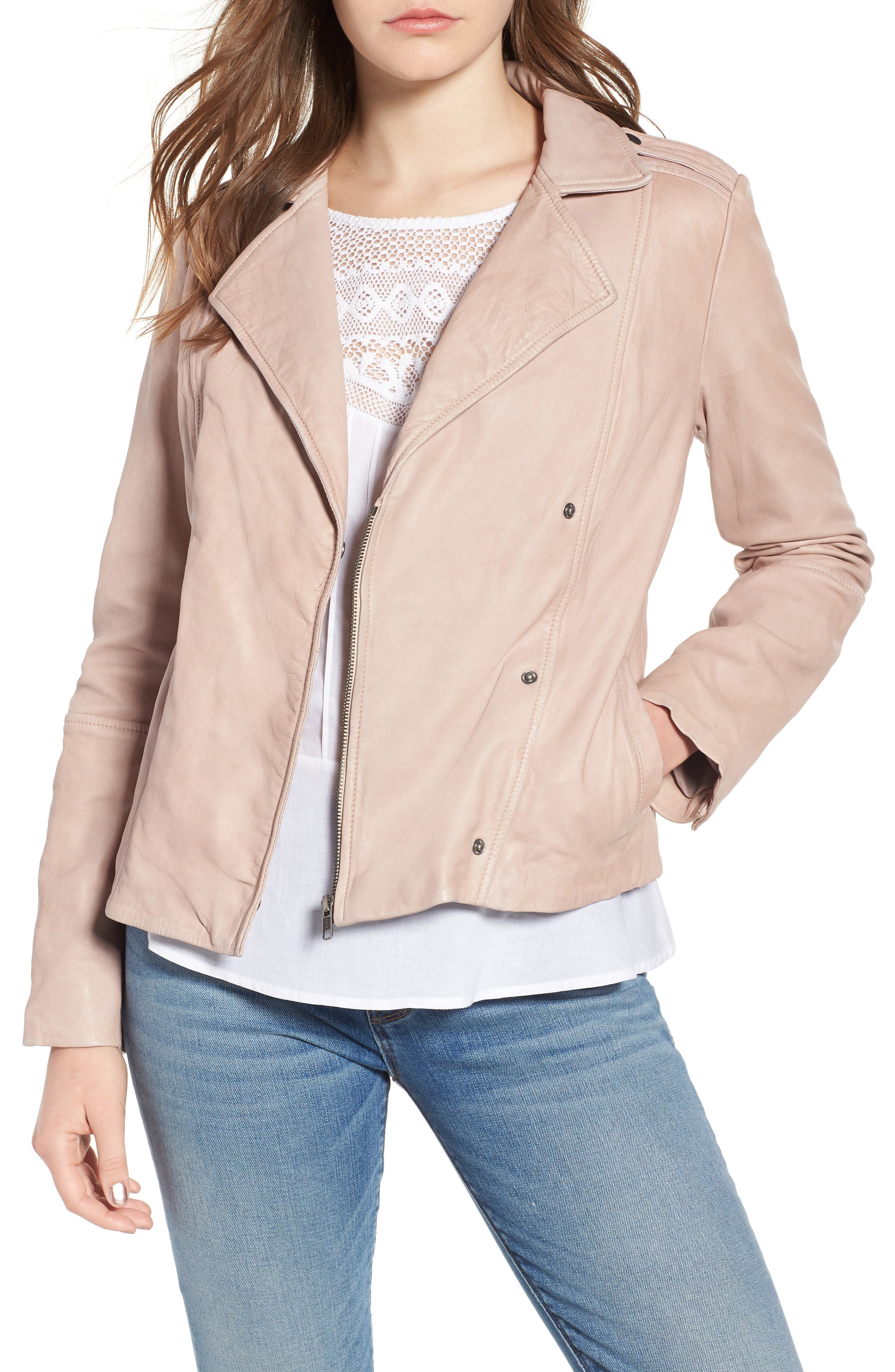 Hinge Feminine Leather Moto Jacket | Nordstrom