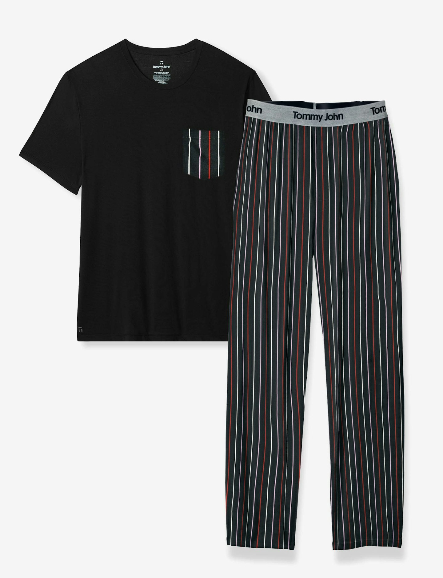 Men's Second Skin Sleep Pocket Tee & Pant Pack, Phantom Straw Stripe | Tommy John