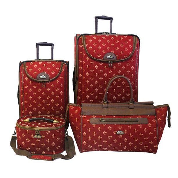 Long Lat Inc. AF 4P FleurDeLis LuggagSet Red - Walmart.com | Walmart (US)