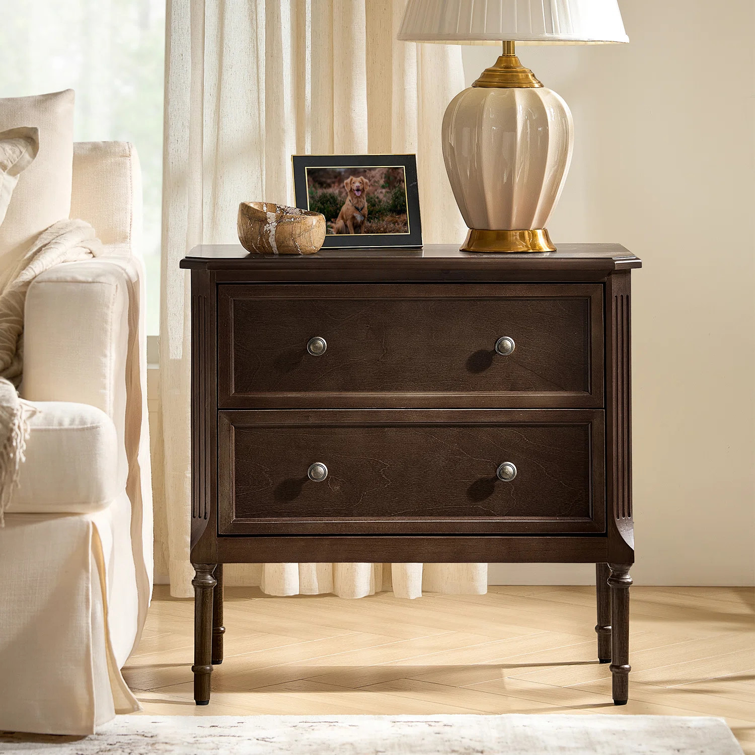 Poston Transitional 28''W 2 Drawer End Table with Charging Station and Simple Assembly | Wayfair North America