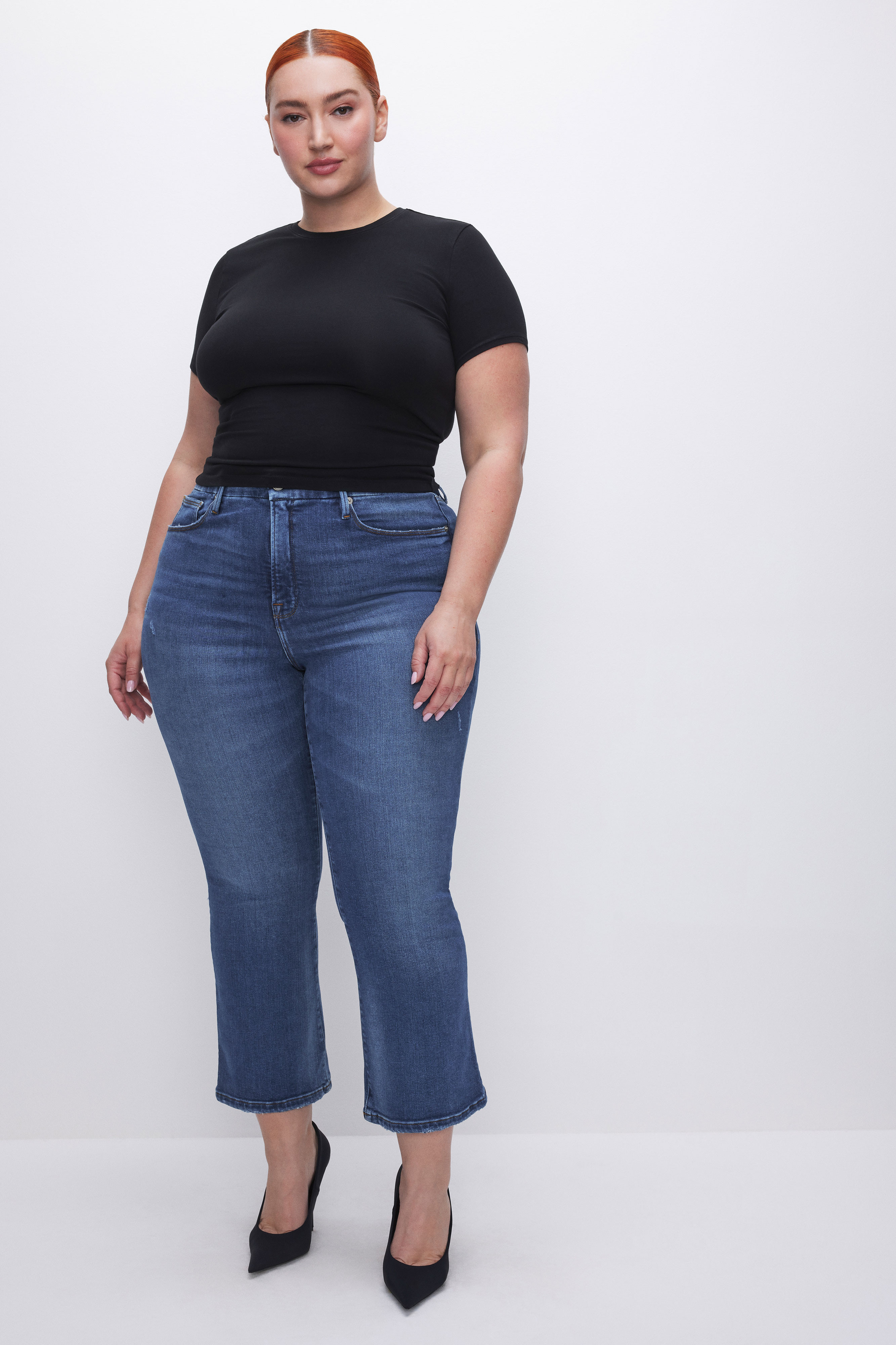 GOOD LEGS CROPPED MINI BOOTCUT LIGHT COMPRESSION JEANS | INDIGO271 - GOOD AMERICAN | Good American