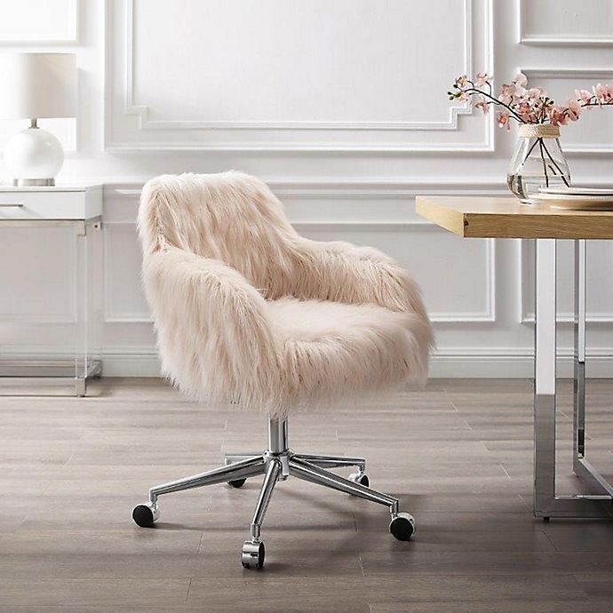 Linon Home Fiona Faux Fur Office Chair | Bed Bath & Beyond