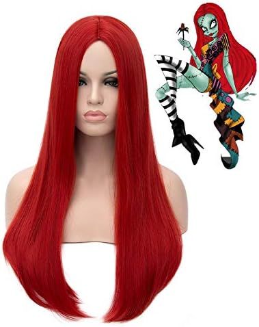 Mersi Long Red Wigs for Women Sally Costume Cosplay Straight Hair Wig Natural Fashion Cute Synthe... | Amazon (US)