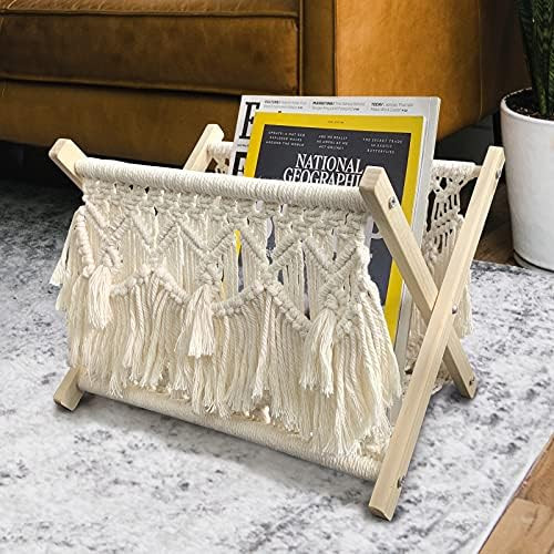 AELS Bohemian Macrame Magazine Rack, Handmade Magazines Holder, Towel Storage Basket Boho Home De... | Amazon (CA)