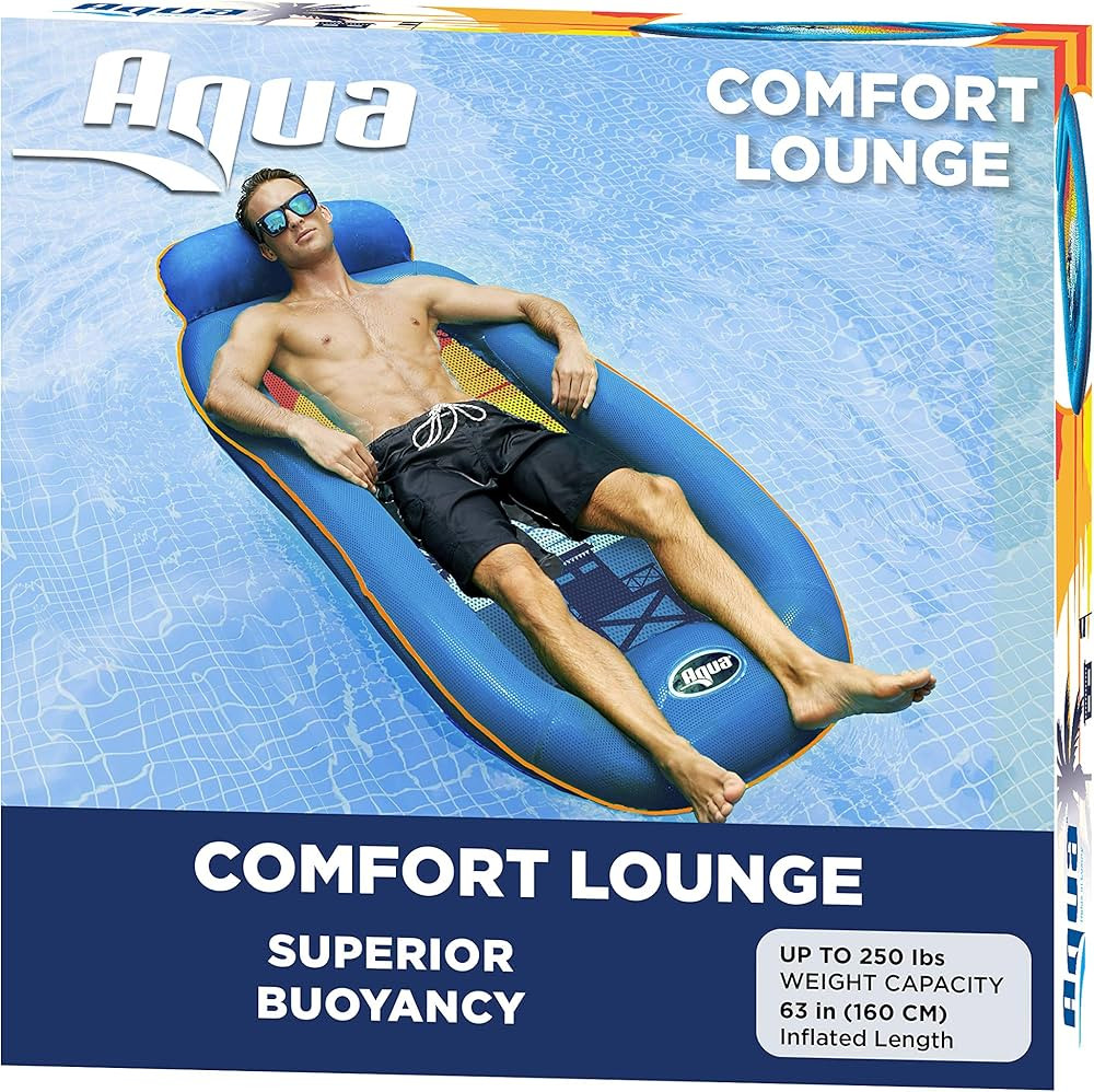 Aqua Comfort Pool Float Lounge  –  Inflatable Pool Floats for Adults with Headrest and Footr... | Amazon (US)