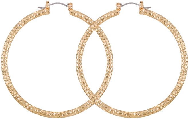 Gold-Tone Large Diamond-Cut Textured Hoop Earrings, 2.12" | Macy's
