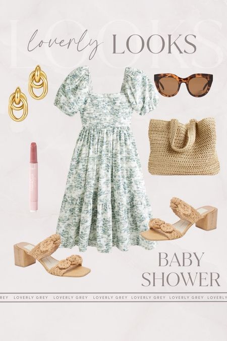 Loverly Grey baby shower outfit idea. I love this puff sleeve Abercrombie dress and bow detail heels. 

#LTKstyletip #LTKbeauty #LTKSeasonal