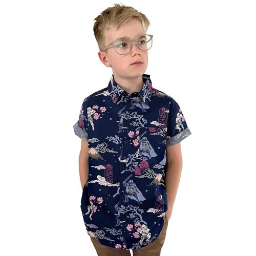 Star Wars Boys Hawaiian Print - Darth Vader and Stormtroopers Samurai Button Down Shirt | Amazon (US)