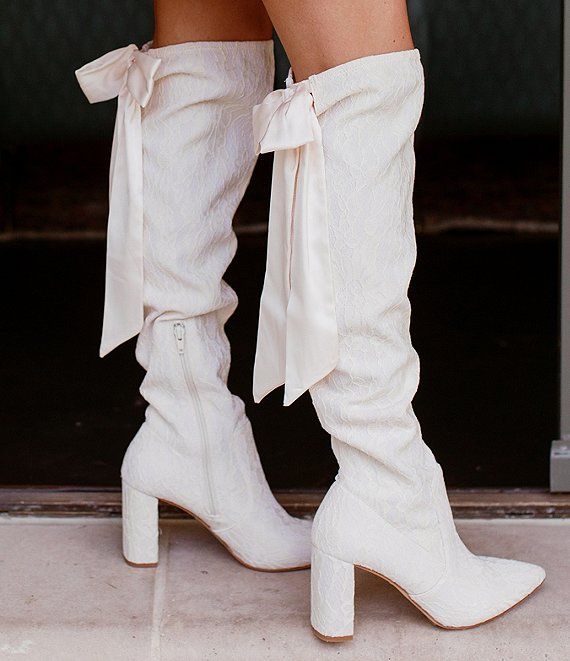 Antonio Melani x Nicola Bathie Nicola Slim Calf Over-the-Knee Lace Detailed Silk Bow Dress Boots ... | Dillard's